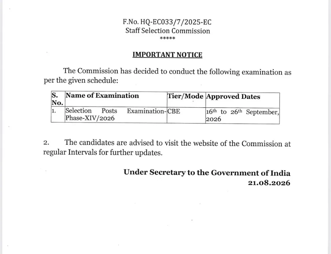 SSC Selection Post Phase 14 Exam Date 2026 Out @ssc.gov.in, Check CBT Official Schedule_2.1