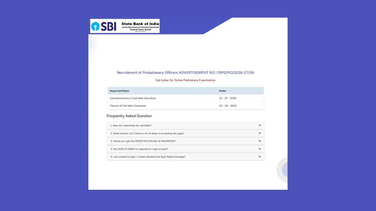 SBI PO Admit Card 2026