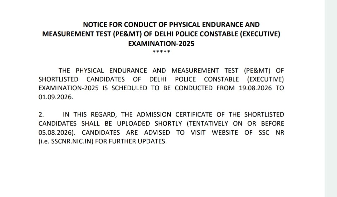 Delhi Police Physical Test 2026 Out for Constable Posts, Check Official Notice Here_2.1