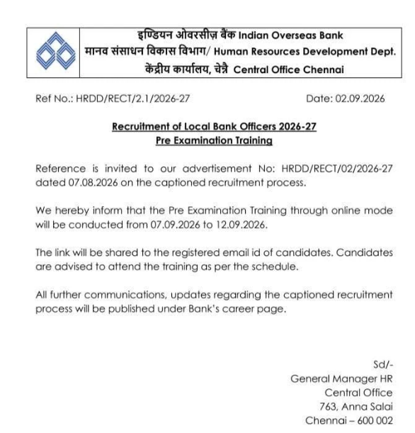 IOB Local Bank Officer Exam Date 2026, PET Schedule Overview