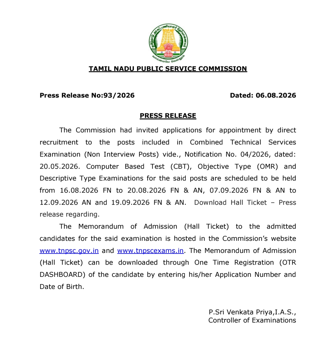 TNPSC CTS Hall Ticket 2026 Out at tnpsc.gov.in, Download Admit Card PDF_2.1