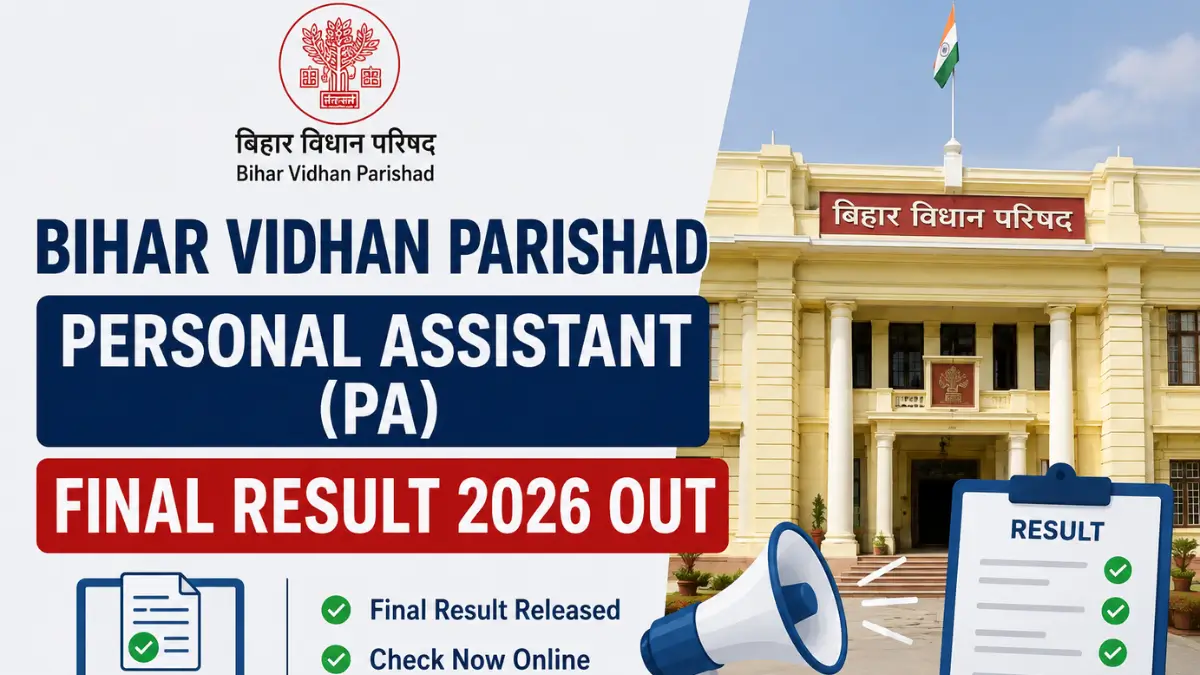 Bihar Vidhan Parishad Personal Assistant Final Result 2026