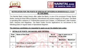 Nainital Bank SO Notification 2026 Out, Recruitment for 41 Posts