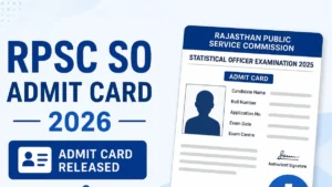 RPSC SO Admit Card 2026