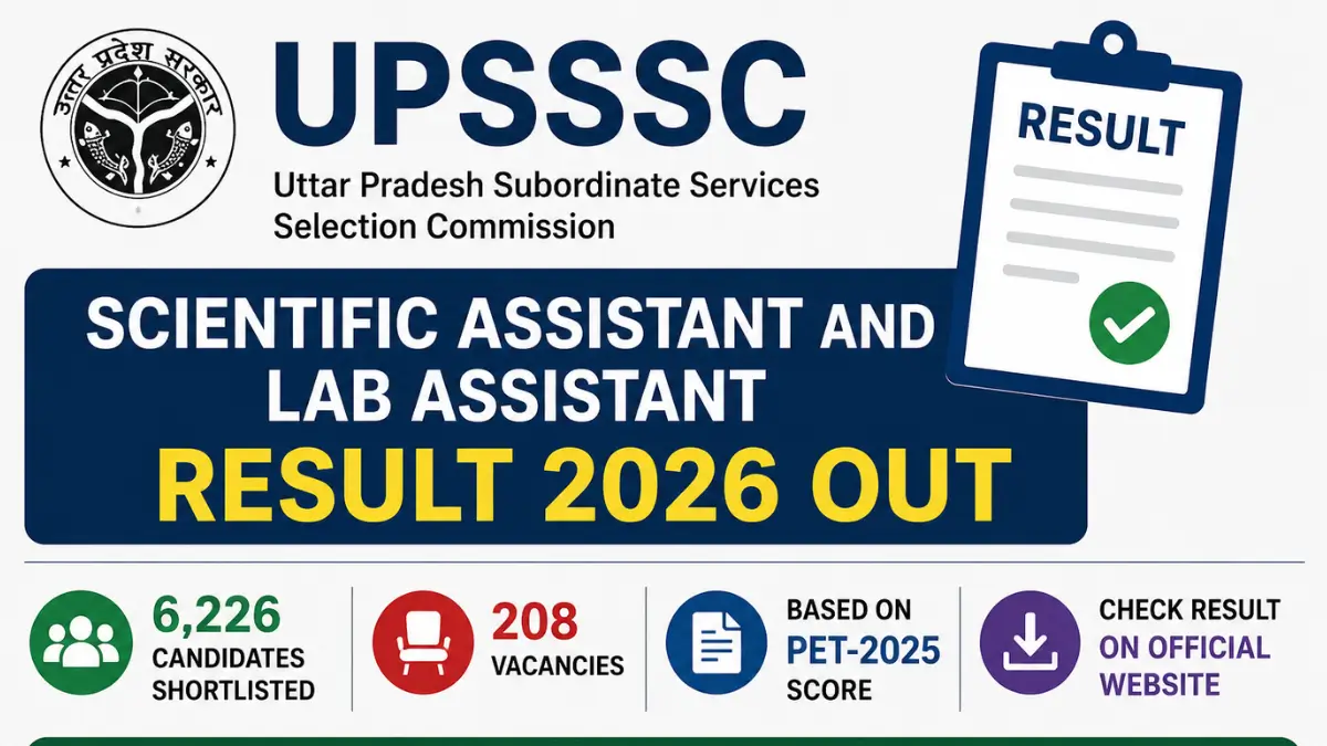 UPSSSC Scientific Assistant and Lab Assistant Eligibility Result 2026