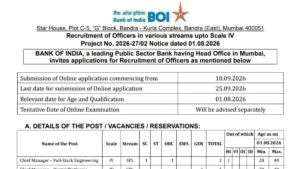 BOI SO Recruitment 2026 Notification Out for 205 Posts, Check Official PDF and Application Dates