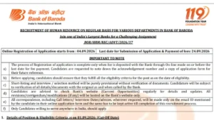 Bank of Baroda SO Recruitment 2026