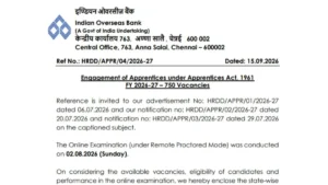 Indian Overseas Bank Apprentice Result 2026 Out, Download State-wise Merit List PDF