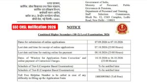 SSC CHSL Notification 2026 Out