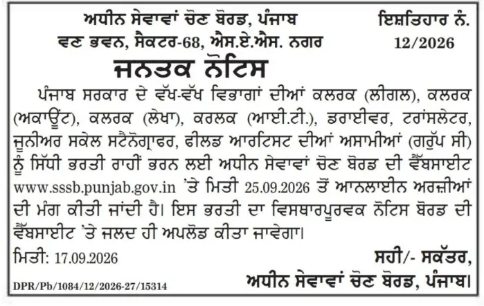 PSSSB Group C Recruitment 2026