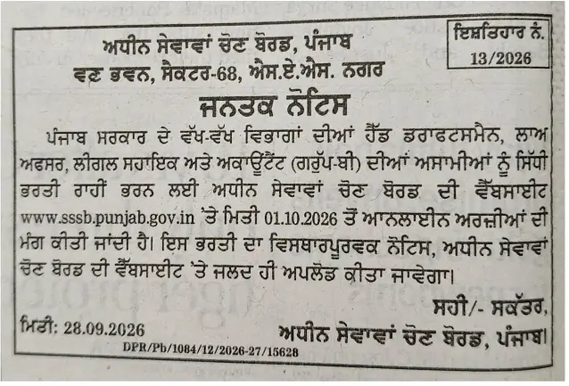 PSSSB Group B Recruitment 2026