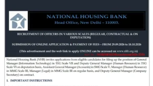 National Housing Bank Recruitment 2026 Notification Out, Apply Online Started