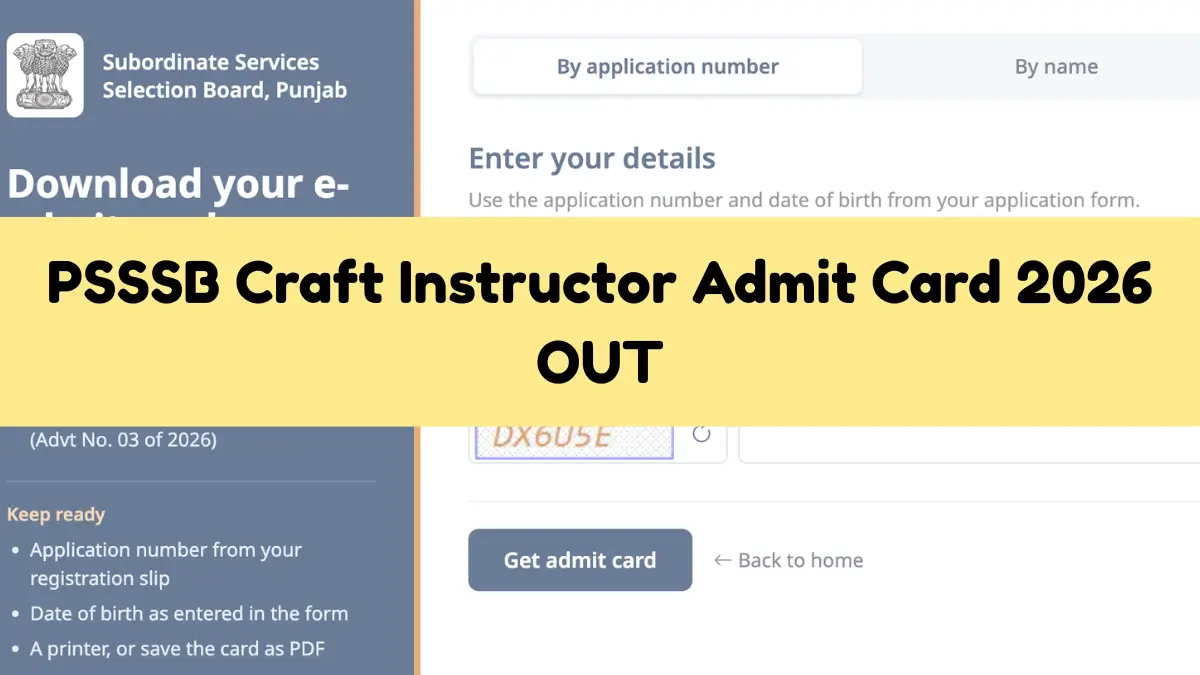 PSSSB Craft Instructor Admit Card