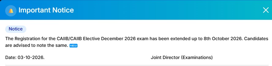 CAIIB Registration 2026 Last Date Extended