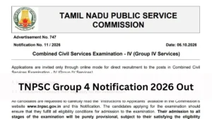 TNPSC Group 4 Notification 2026 Out