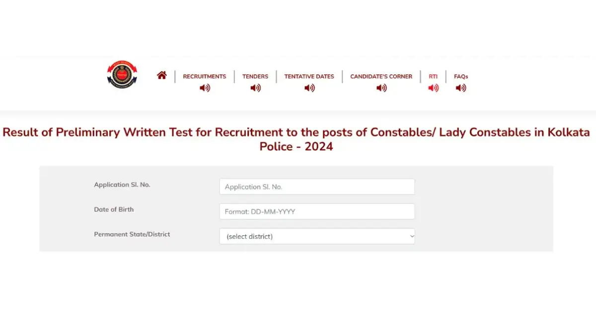 Kolkata Police Constable Result