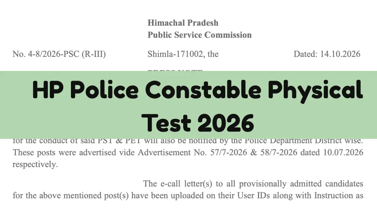 HP Police Constable Physical Test 2026