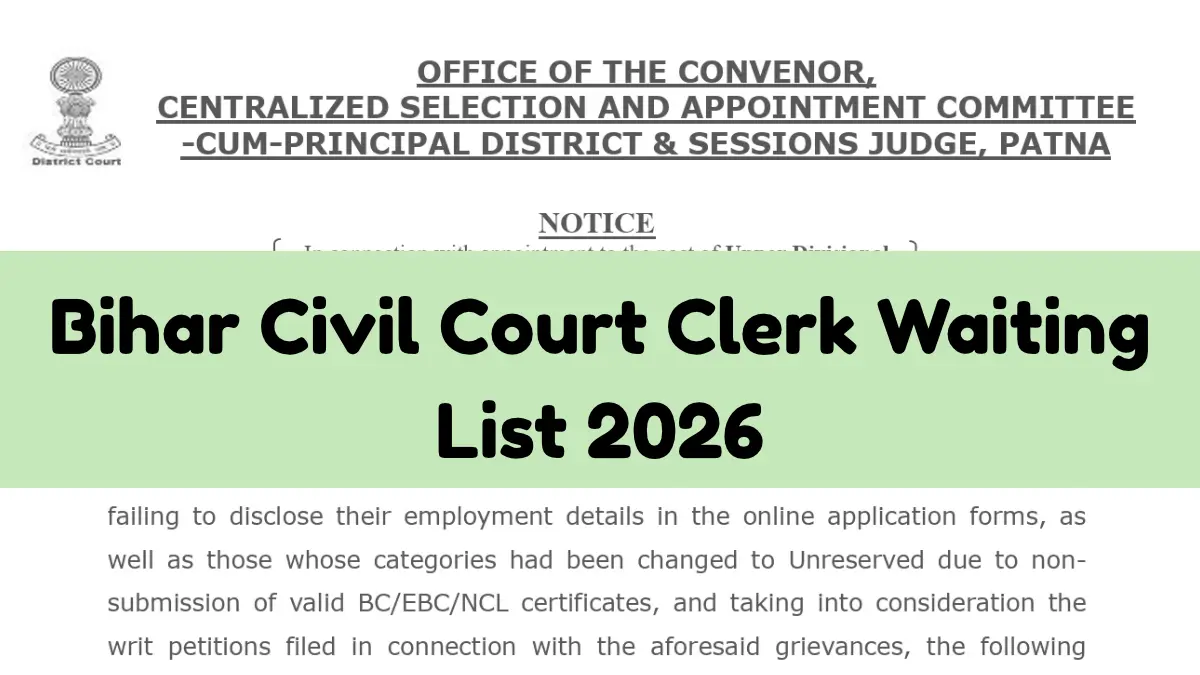 Bihar Civil Court Clerk Waiting List 2026