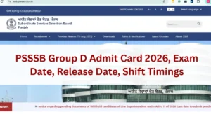 PSSSB Group D Admit Card 2026