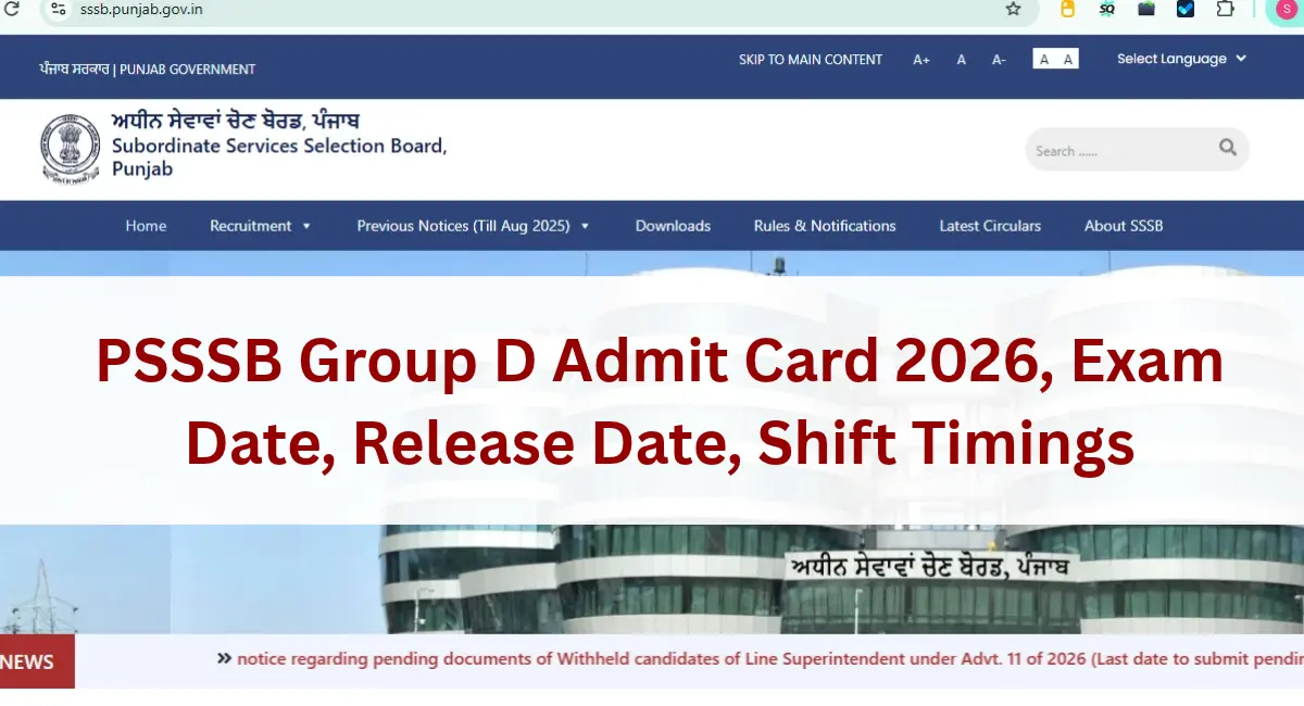 PSSSB Group D Admit Card 2026