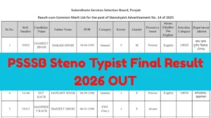 PSSSB Steno Typist Final Result 2026