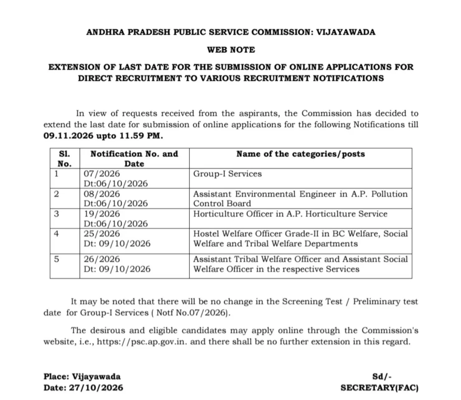 APPSC Group 1 Notification Out For 163 Posts, Apply Online Date Extended_2.1