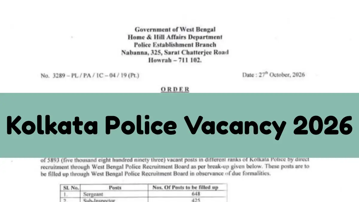 Kolkata Police Vacancy 2026