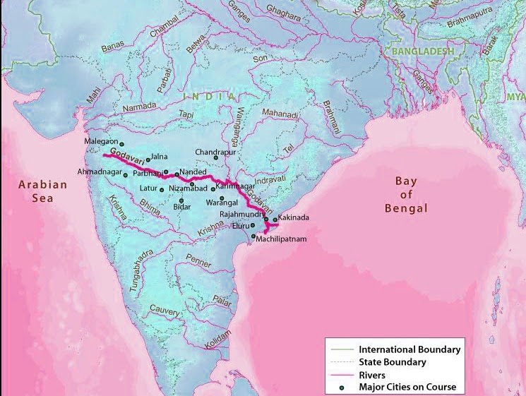 Godavari River: Origin, Length, Tributaries, and More 1 Godavari River Map