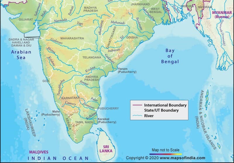 East Flowing Rivers, List of Rivers With Their Map 23 East Flowing Rivers