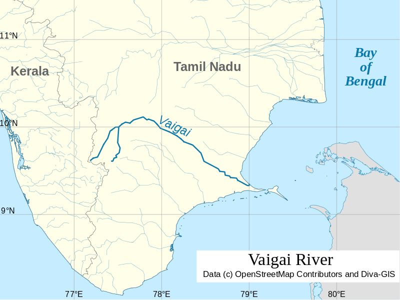 East Flowing Rivers, List of Rivers With Their Map 32 East Flowing Rivers - Vaigai