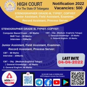 Telangana High court Recruitment Record Assistant Notification 2022 (తెలంగాణా హైకోర్ట్ రికార్డు అసిస్టెంట్ నోటిఫికేషన్) |_40.1
