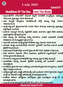 Daily Current Affairs in Telugu 1 July 2023