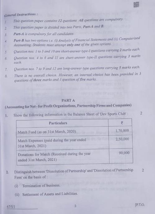CBSE Class 12th Accountancy Answer Key 2022 For Term 2- SET 1,2,3,4 @cbse.gov.in_60.1