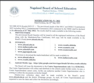 NBSE HSLC HSSLC Result 2022- Class 10 & 12 at nbsenl.edu.in