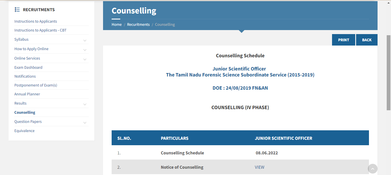 TNPSC Junior scientific officer 4th Phase Counselling Date_3.1