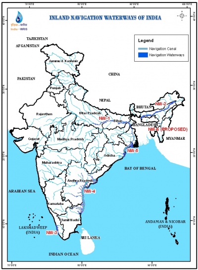 National Waterways in India Map